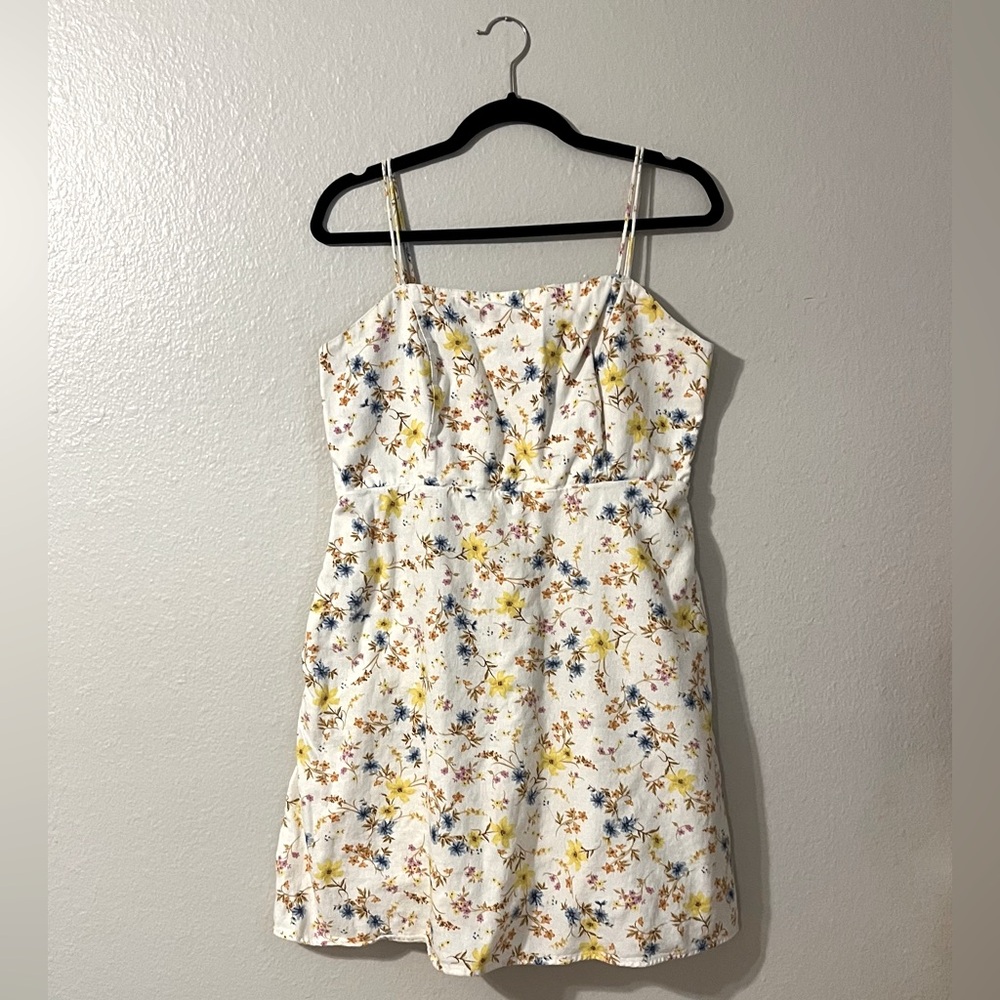 Old Navy Fit And Flare Linen Blend Floral Mini Dress